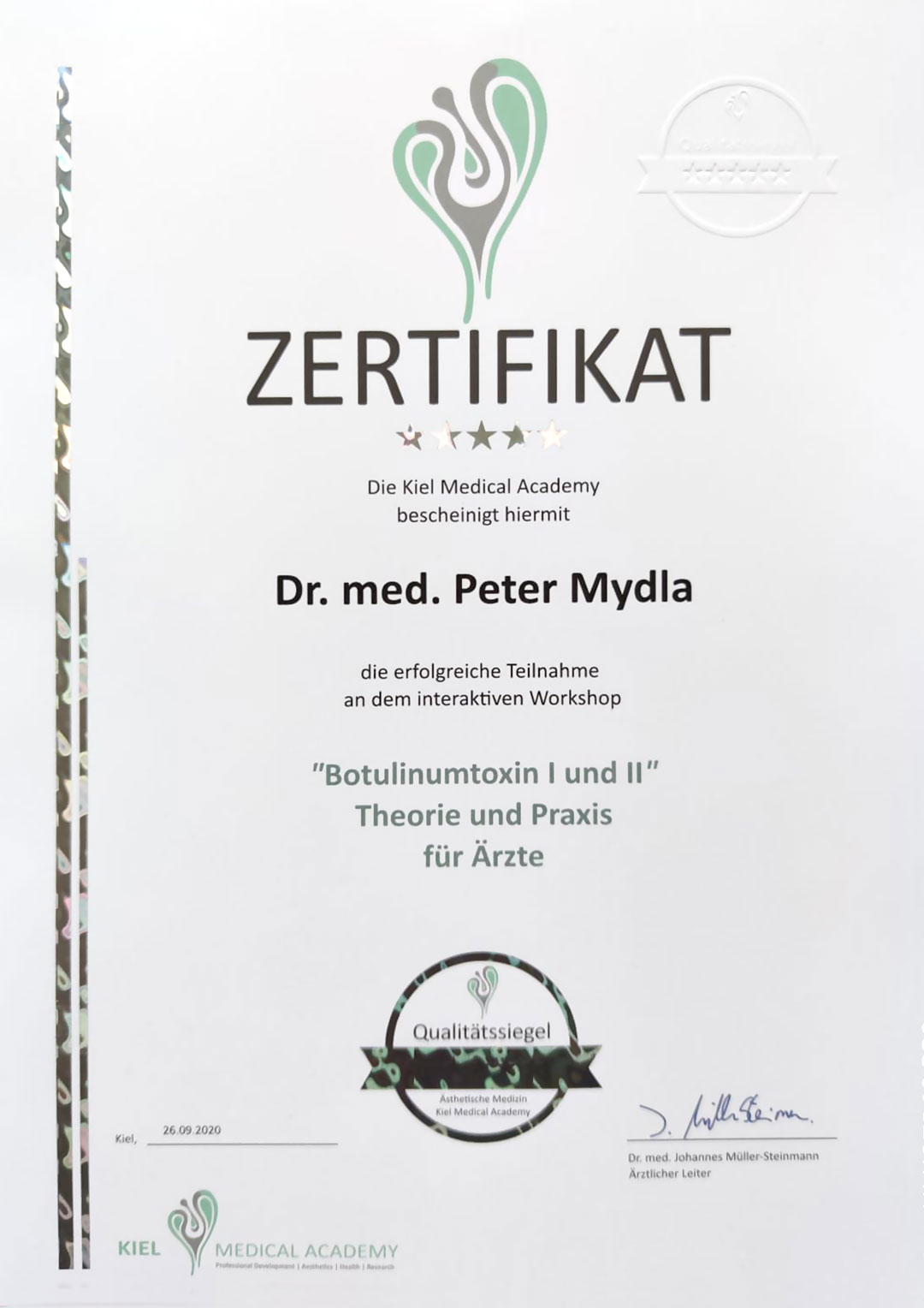 Zertifikat Botulinumtoxin